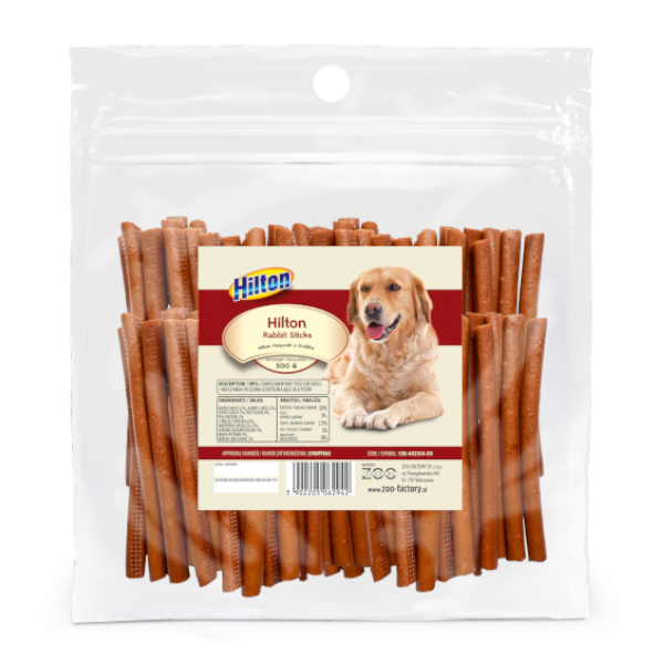HILTON RABBIT STICKS 500G DOG TREAT