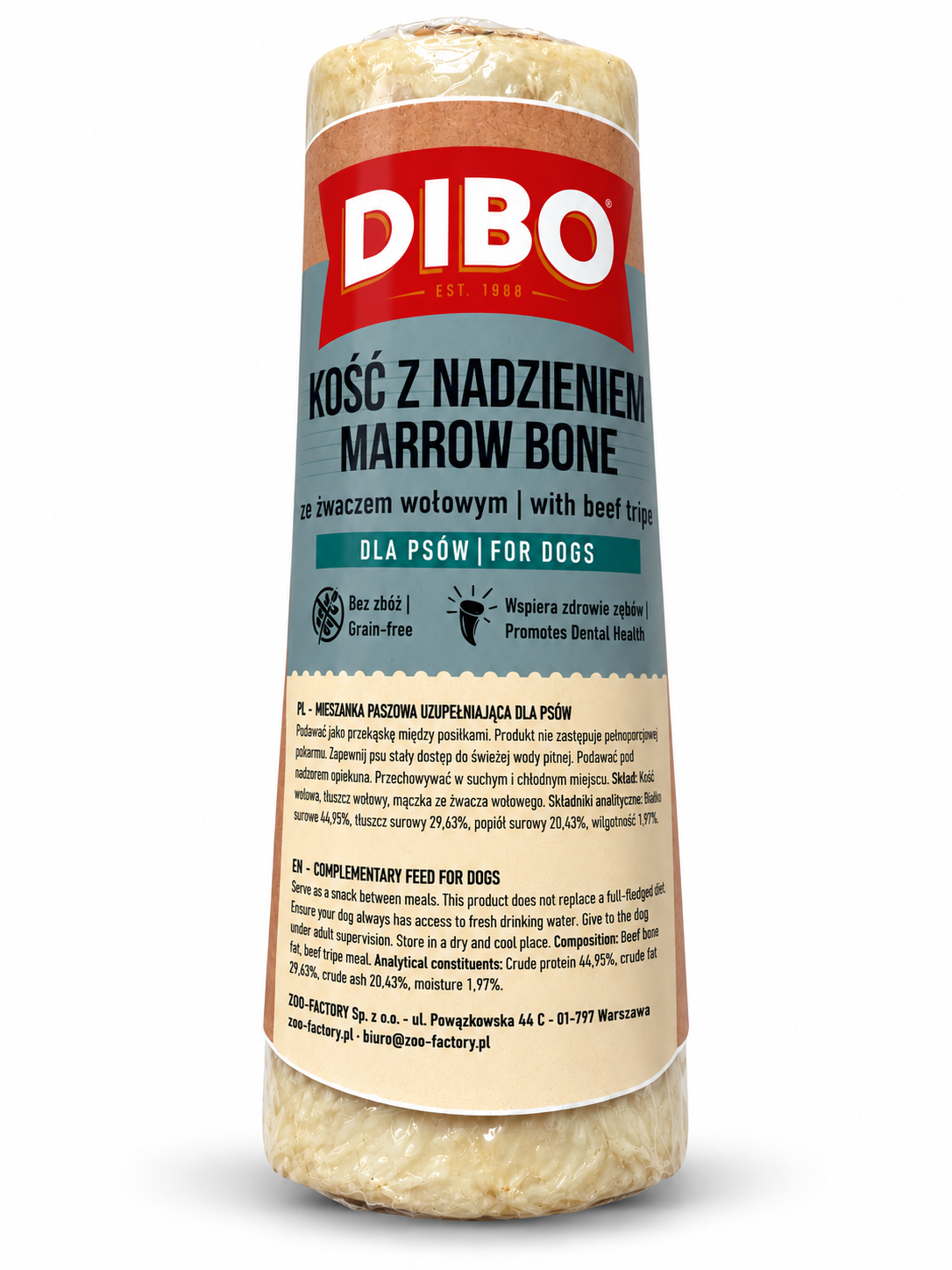 DIBO KOŚĆ NADZIEWANA ZE ŻWACZEM WOŁOWYM DLA PSA