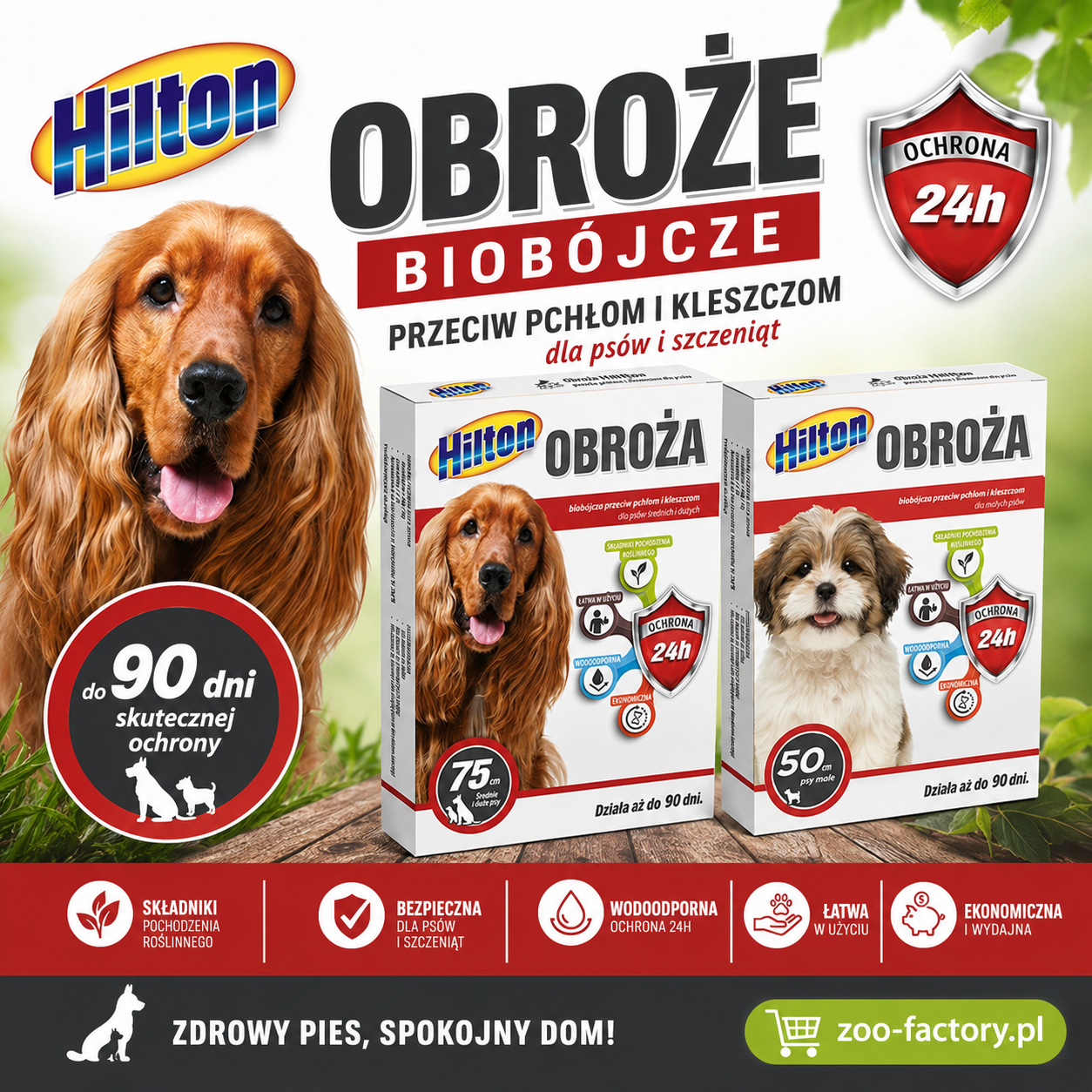 Hilton Obroże biobójcze przeciw pchłom i kleszczom dla psów