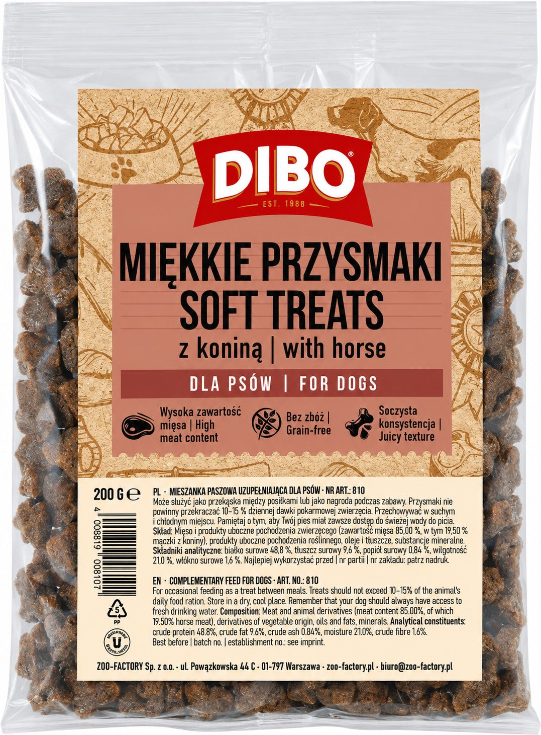DIBO - MIĘKKIE PRZYSMAKI Z KONINĄ 200 G DLA PSA