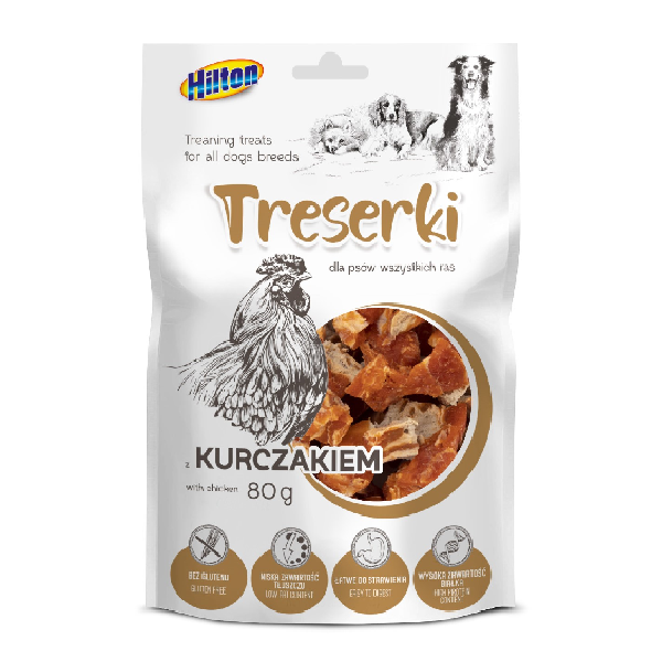 HILTON TRESERKI Z KURCZAKIEM - NATURALNE PRZYSMAKI DLA PSÓW