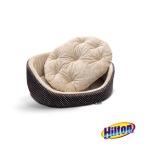 Hilton oval bed with brown-beige cushion