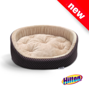 Hilton oval bed with brown beige cushion
